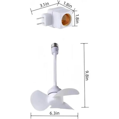 Socket Fan Kit with Plug Adapter – Mini Quiet Electric Fan with Flexible Gooseneck Plug and Light Bulb Base