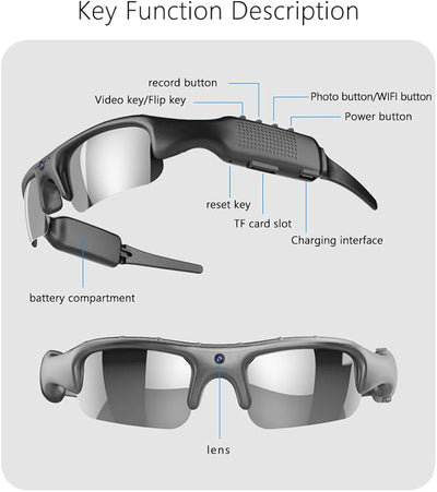 🎥👓Camera Glasses Smart HD 1080P WiFi Sports Glasses with Camera Video 32G