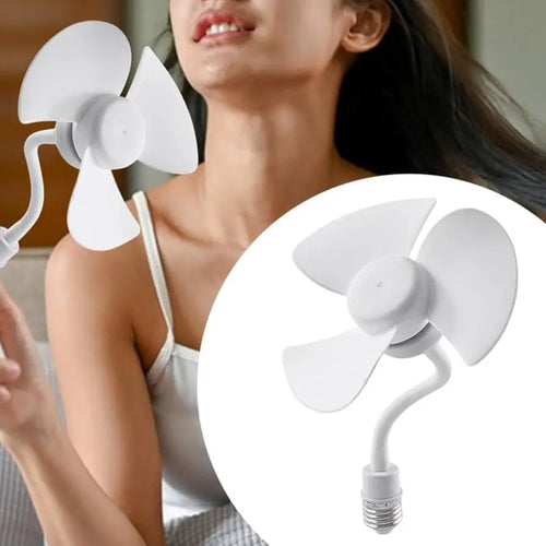 Socket Fan Kit with Plug Adapter – Mini Quiet Electric Fan with Flexible Gooseneck Plug and Light Bulb Base