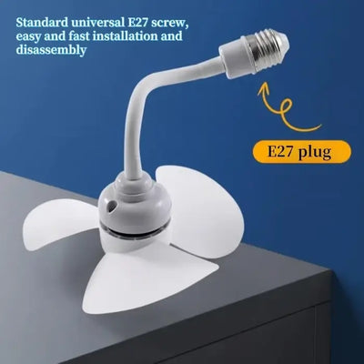 Socket Fan Kit with Plug Adapter – Mini Quiet Electric Fan with Flexible Gooseneck Plug and Light Bulb Base