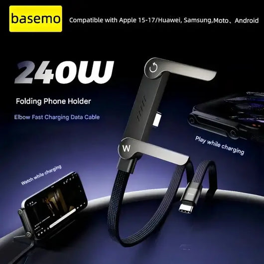 🔥240W SuperCharge 360° Rotating Invisible Stand Detachable 2-in-1 Charging Cable