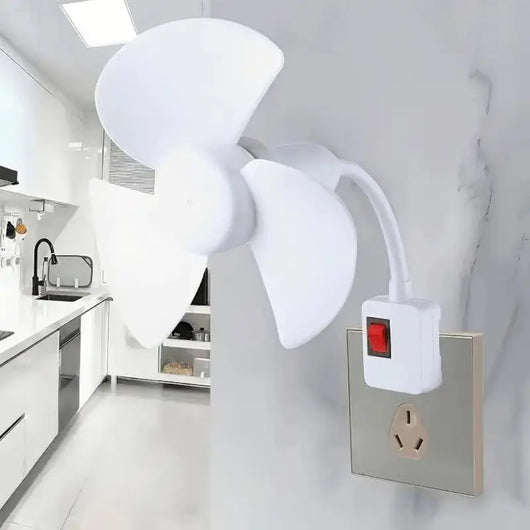 Socket Fan Kit with Plug Adapter – Mini Quiet Electric Fan with Flexible Gooseneck Plug and Light Bulb Base