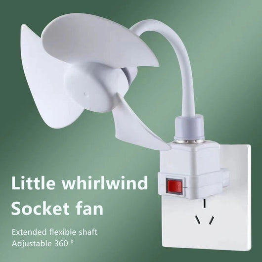 Socket Fan Kit with Plug Adapter – Mini Quiet Electric Fan with Flexible Gooseneck Plug and Light Bulb Base