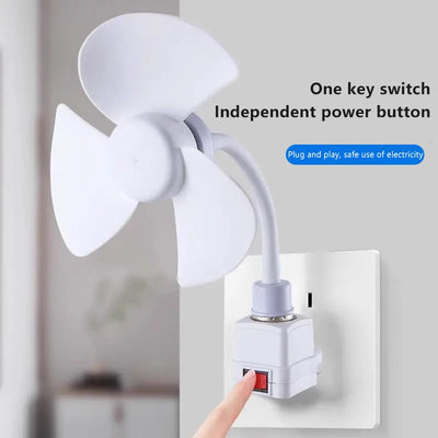 Socket Fan Kit with Plug Adapter – Mini Quiet Electric Fan with Flexible Gooseneck Plug and Light Bulb Base