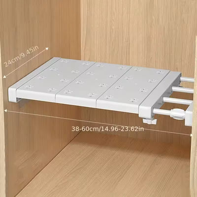 Expandable Closet Tension Shelf Storage Rack for Wardrobe, Kitchen, Bathroom