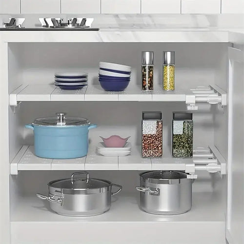 Expandable Closet Tension Shelf Storage Rack for Wardrobe, Kitchen, Bathroom