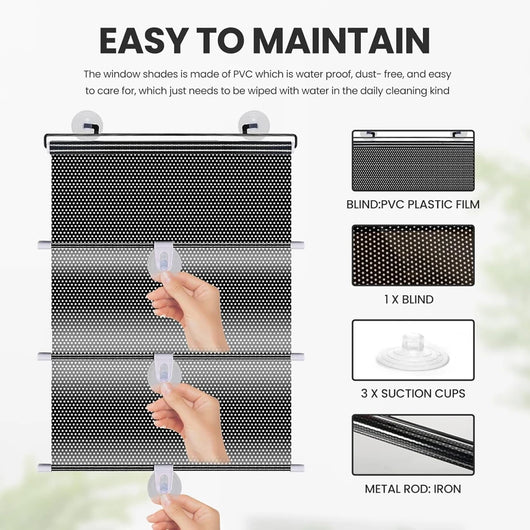 Retractable Window Roller Sunshade for Car & Room