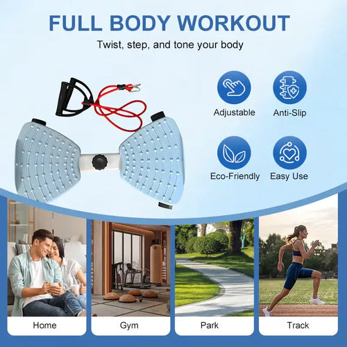 Waist Twisting Fitness Stepper with Resistance Bands
